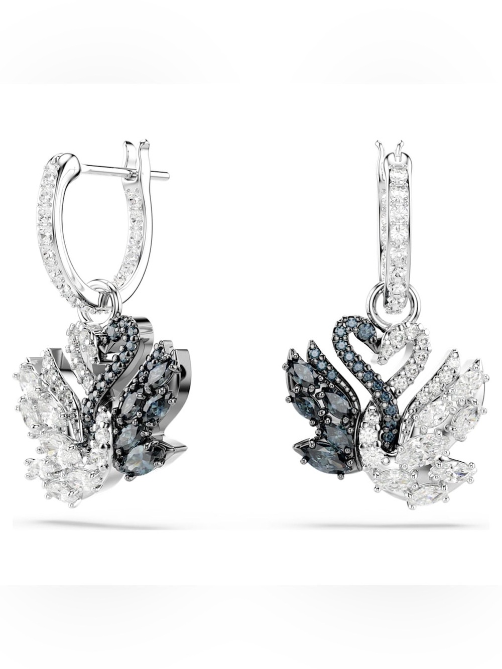 Swarovski Black Swan Crystal Drop Earrings NIB Retail:$199